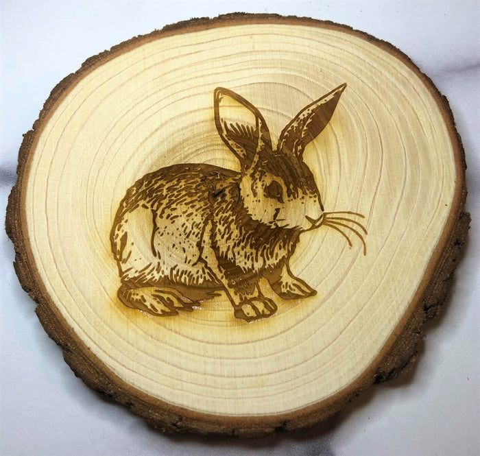 Engraved Wood Bunny Coaster