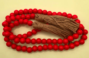 Red Wooden Bead Garland with Tassels