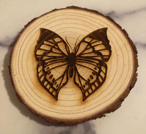 Wood slice coaster with butterfly 