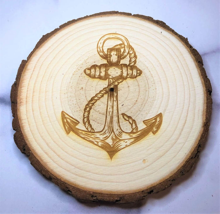 Engraved Wood Anchor Coaster