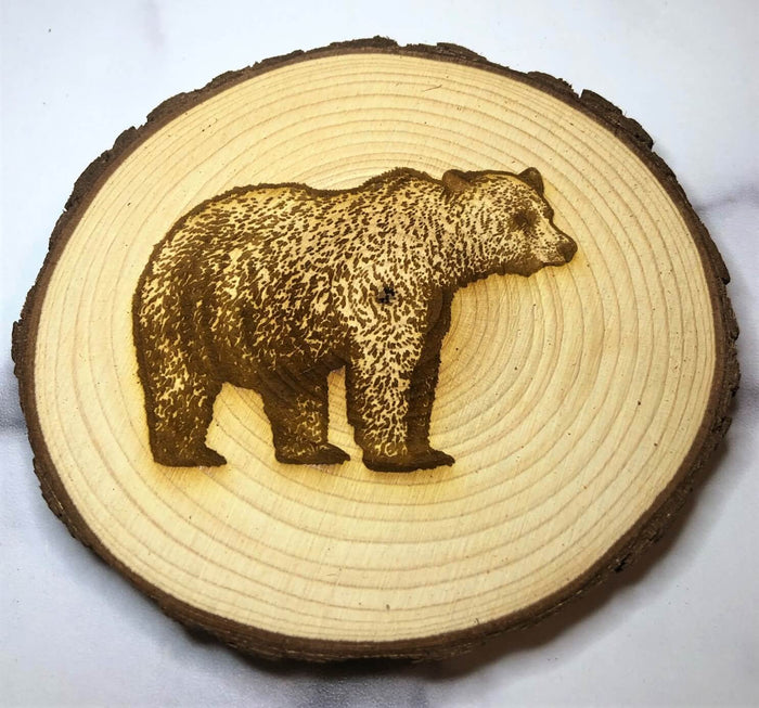 Engraved Wood Bear Coaster