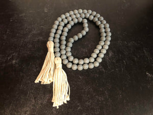 Gray Wooden Bead Garland with Tassels