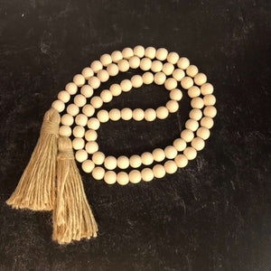 Natural Wooden Bead Garland with Tassels