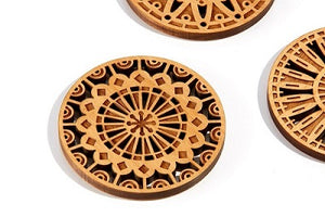 Wooden Coaster Set - Kaleidoscope Pattern