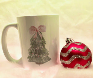 Coffee Mug - Christmas Tree With Pink Bow