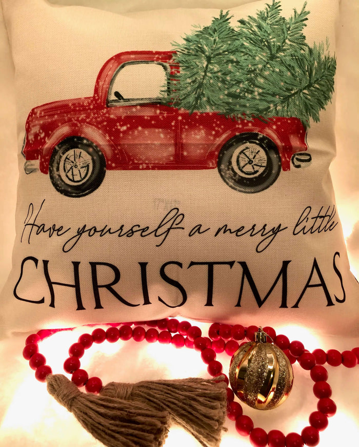 Lil Red Truck Holiday Pillow Cover